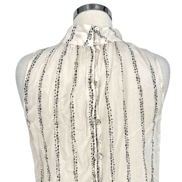 Bella Dahl High Neck Sleeveless Back Button Up Top White Black Size Large - Picture 6 of 11